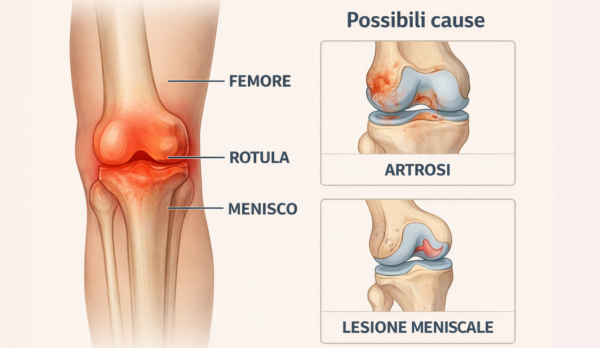 Dolore ginocchio: infiammazione della rotula e possibili cause (artrosi e lesione meniscale)